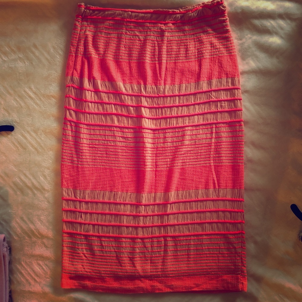 NEON pink pencil skirt.